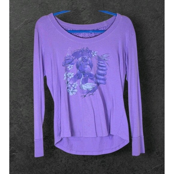 Life is Good Scoop Crew Neck Long Sleeve Purple Buddha Zen Medium - Picture 1 of 8